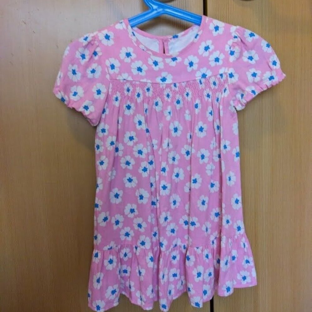 Zara Toddler Girl Pink Printed Cotton Dress Size 18-24M / 2T Preowned